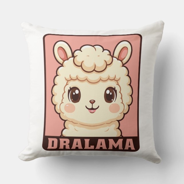 Cute llama illustration design throw pillow (Front)