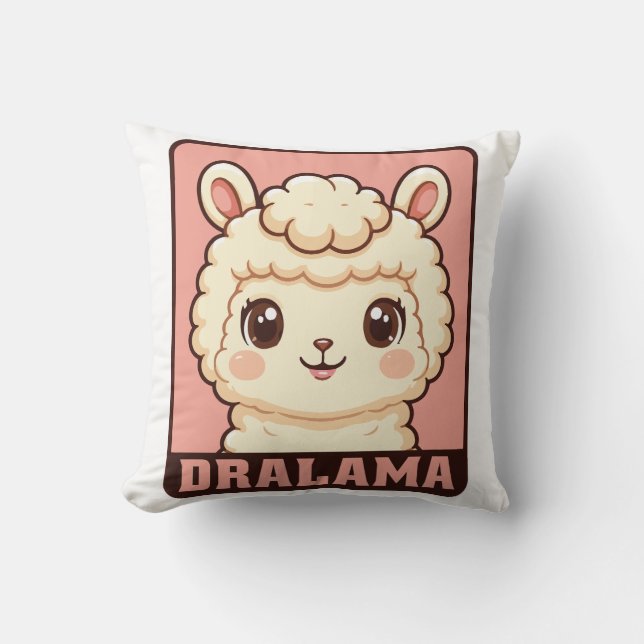 Cute llama illustration design throw pillow (Front)
