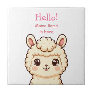 Cute llama illustration design tile