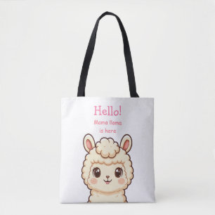 Cute llama illustration design tote bag