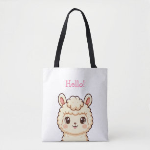 Cute llama illustration design tote bag