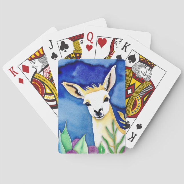 Cute Llama in a garden Playing Cards (Back)