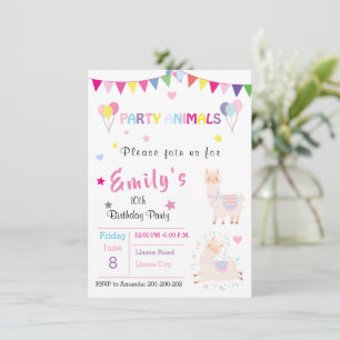 Cute Llama Invitation & Kids Party Stationery