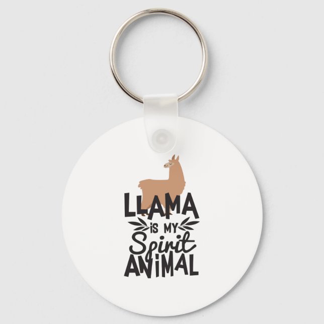 Cute Llama is My Spirit Animal Funny Keychain (Front)