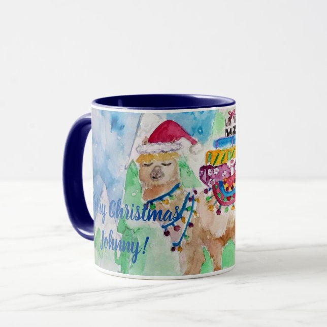 Cute Llama Joyeux Noël Garçons Enfants Mug (Devant gauche)