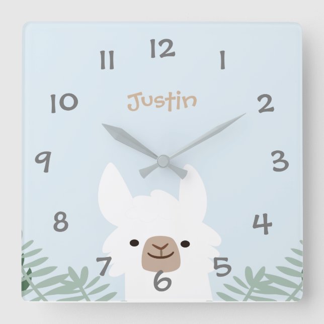Cute Llama  Kids Nursery Wall Clock (Front)