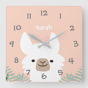 Cute Llama  Kids Nursery Wall Clock