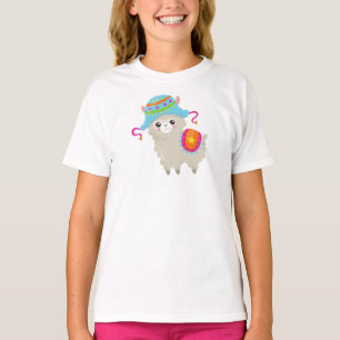 Cute Llama, Little Llama, Alpaca, Llama With Hat T-Shirt