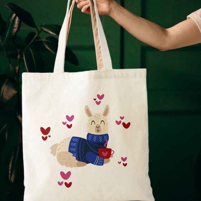 Cute Llama Love Tote Bag (Creator Uploaded)