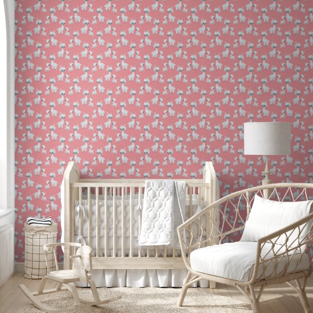 Cute llama Mama baby nursery tiled Wallpaper (Kids)