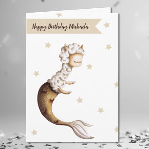 Cute Llama Mermaid Birthday Card