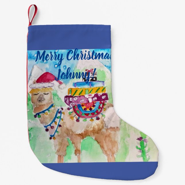 Cute Llama Merry Christmas Boys Childs Stocking (Front)