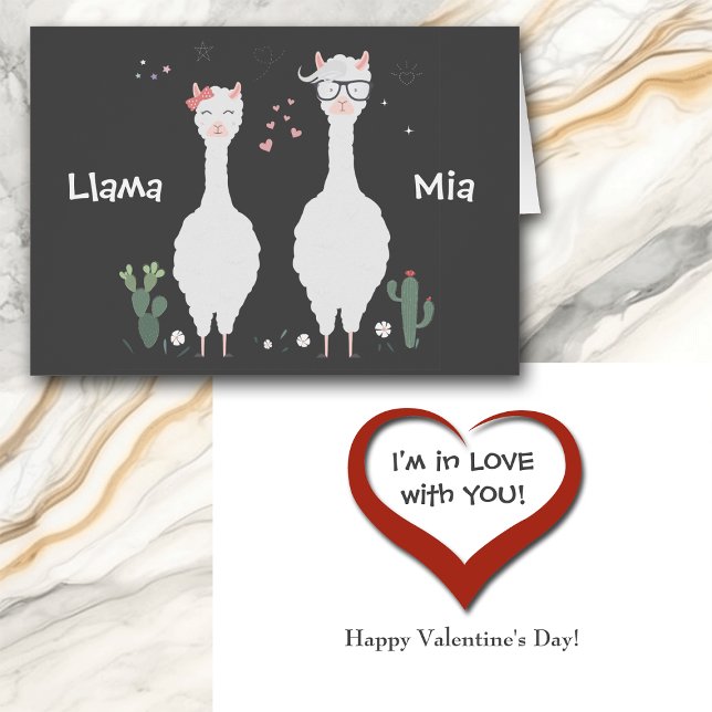 Cute Llama Mia I'm in Love Valentine Card (Creator Uploaded)