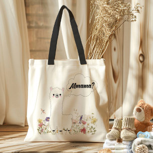 Cute Llama Mmama Floral Funny Mom-To-Be Gift Tote Bag