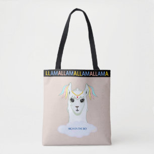 Cute Llama on Beige Tote Bag