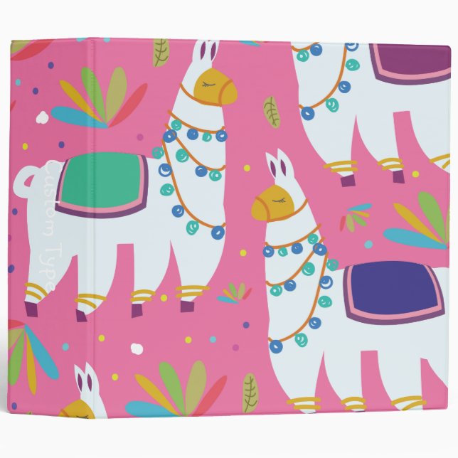 Cute Llama Pattern Binder (Front/Spine)