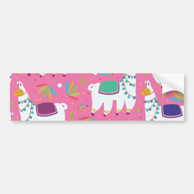 Cute Llama Pattern Bumper Sticker (Front)