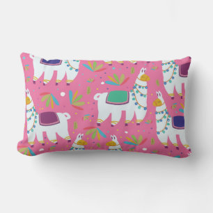 Cute Llama Pattern Lumbar Pillow