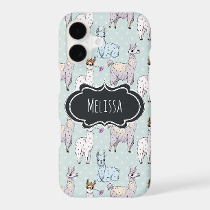 Cute Llama Pattern on Polka Dots