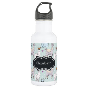 Cute Llama Pattern on Polka Dots 532 Ml Water Bottle