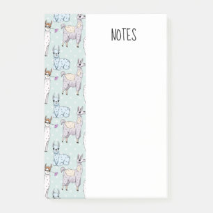Cute Llama Pattern on Polka Dots Post-it Notes