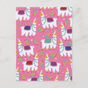 Cute Llama Pattern Postcard