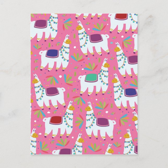Cute Llama Pattern Postcard (Front)