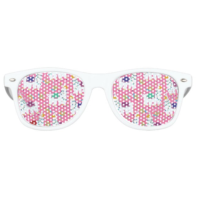 Cute Llama Pattern Retro Sunglasses (Front)