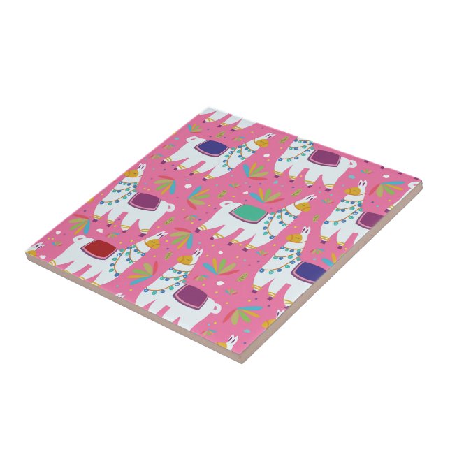 Cute Llama Pattern Tile (Side)