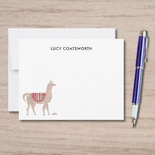 Cute Llama Personalized Boho Animal Artwork Card