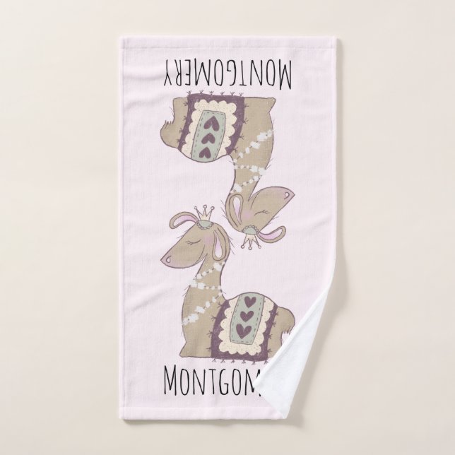 Cute Llama Princess Wearing a Crown Bath Towel Set (Hand Towel)