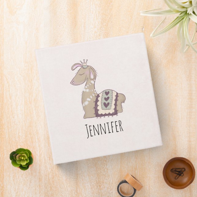 Cute Llama Princess Wearing a Crown Binder (In Situ)