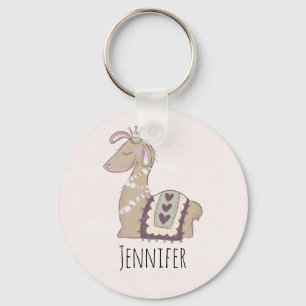 Cute Llama Princess Wearing a Crown Keychain