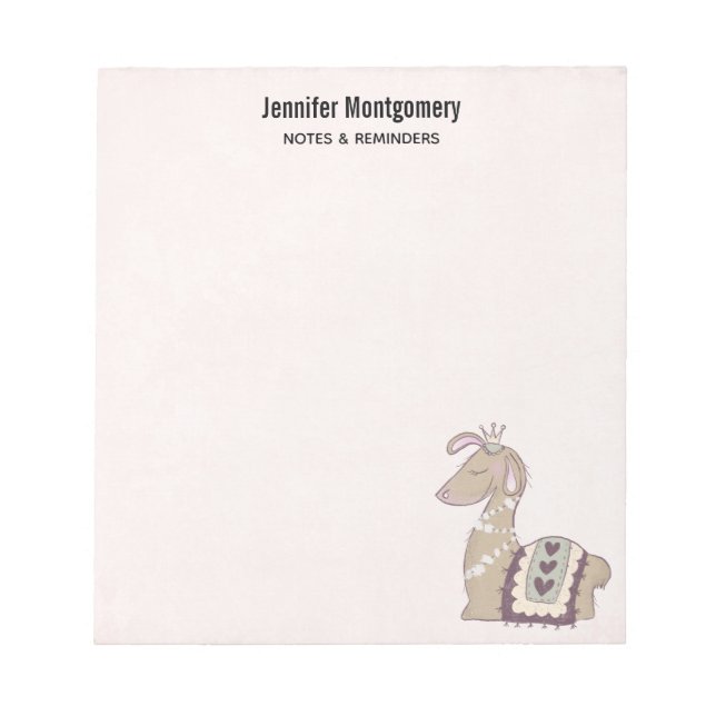 Cute Llama Princess Wearing a Crown Notepad (Front)