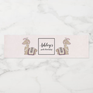Cute Llama Princess Wearing a Crown Water Bottle Label