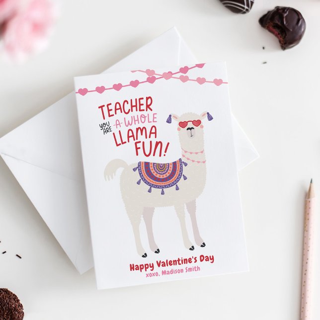 Cute Llama Professeur Carte Saint Valentin (Cute Llama Teacher Valentine's Day Card)
