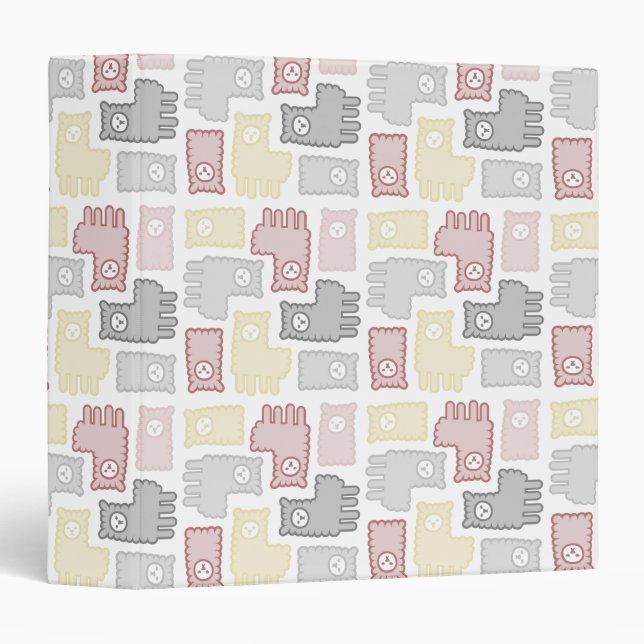 Cute Llama Puzzle Pattern Binder (Front/Spine)