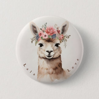 Cute Llama say Lala Love Personalized Button