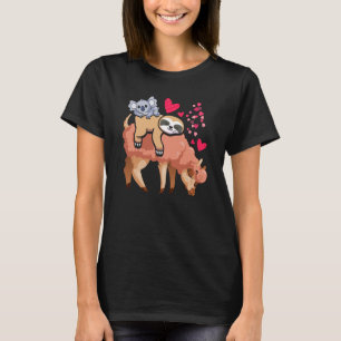 Cute Llama Sloth Koala Valentines Day Mothers Day T-Shirt