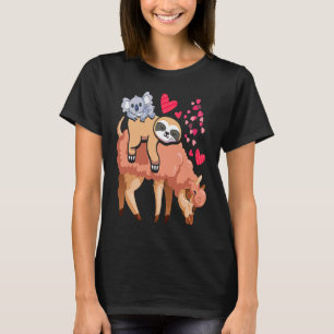 Cute Llama Sloth Koala Valentines Day Mothers Day T-Shirt