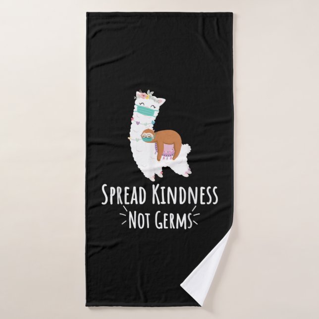 Cute Llama & Sloth With Face Mask Spread Kindness Bath Towel (Bath Towel)