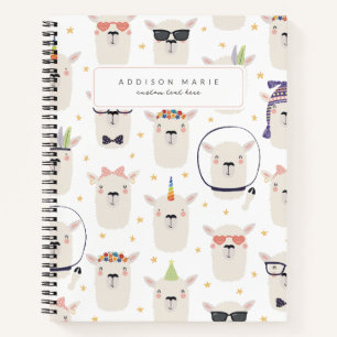 Cute Llama Spiral Notebook for Back to School