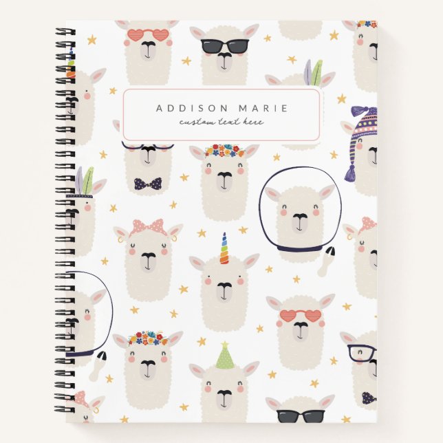 Cute Llama Spiral Notebook for Back to School (Front)