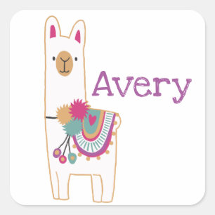 Cute llama square sticker