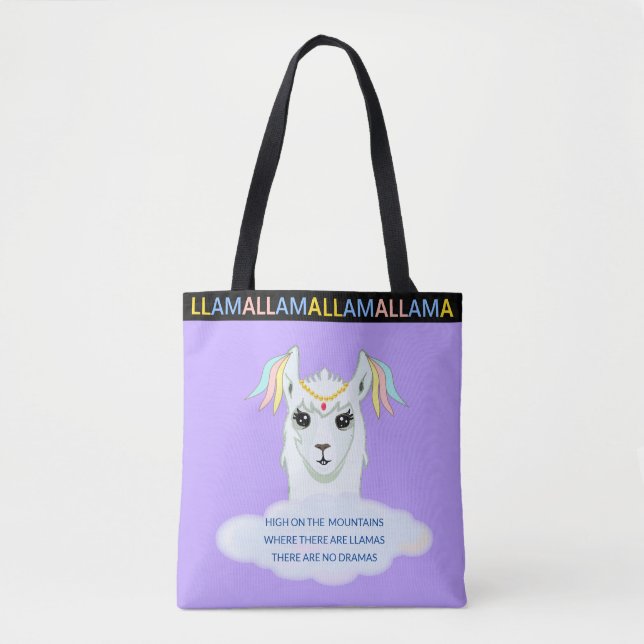 Cute Llama sur Sac fourre-tout bleu lavande (Devant)