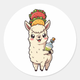 Cute Llama Taco Tequila Sticker - Kawaii Food Fun