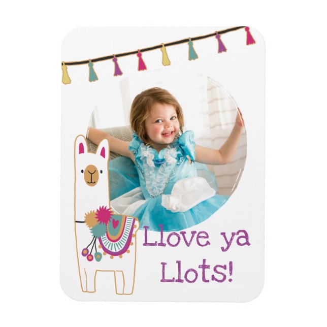 Cute llama & tassels photo design magnet (Vertical)