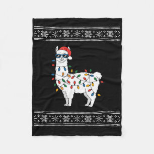 Cute Llama Ugly Christmas  Fleece Blanket