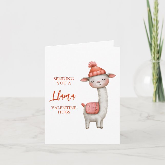 Cute Llama Valentine's Day Card, Valentine (Devant)