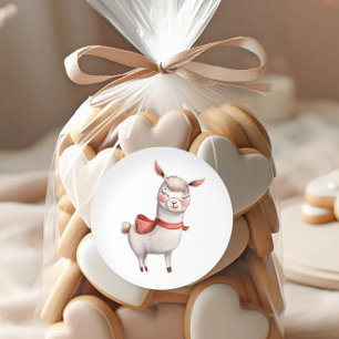 Cute Llama Valentine's Day Label, Valentine Classic Round Sticker